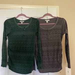 Two long sleeve maternity tops